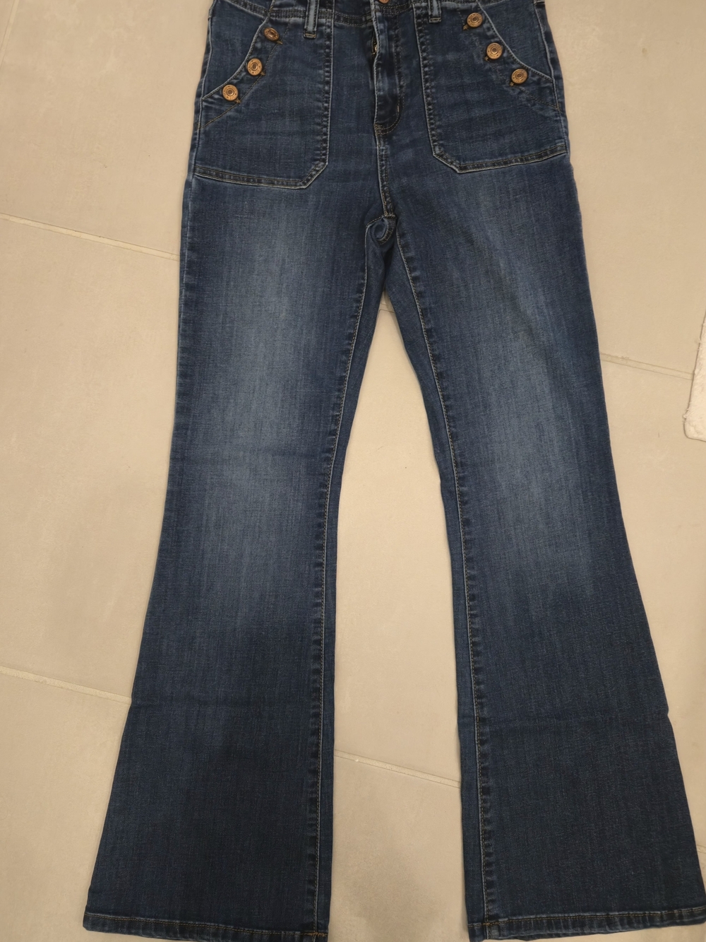 Rewash Navy Flare Jeans with Button Accent